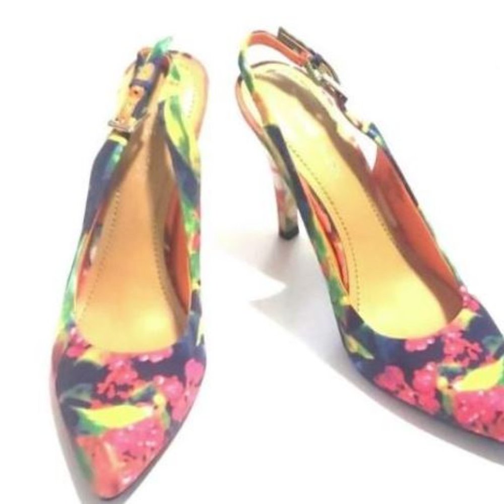 Beautiful Nine West Floral Slingback Heels